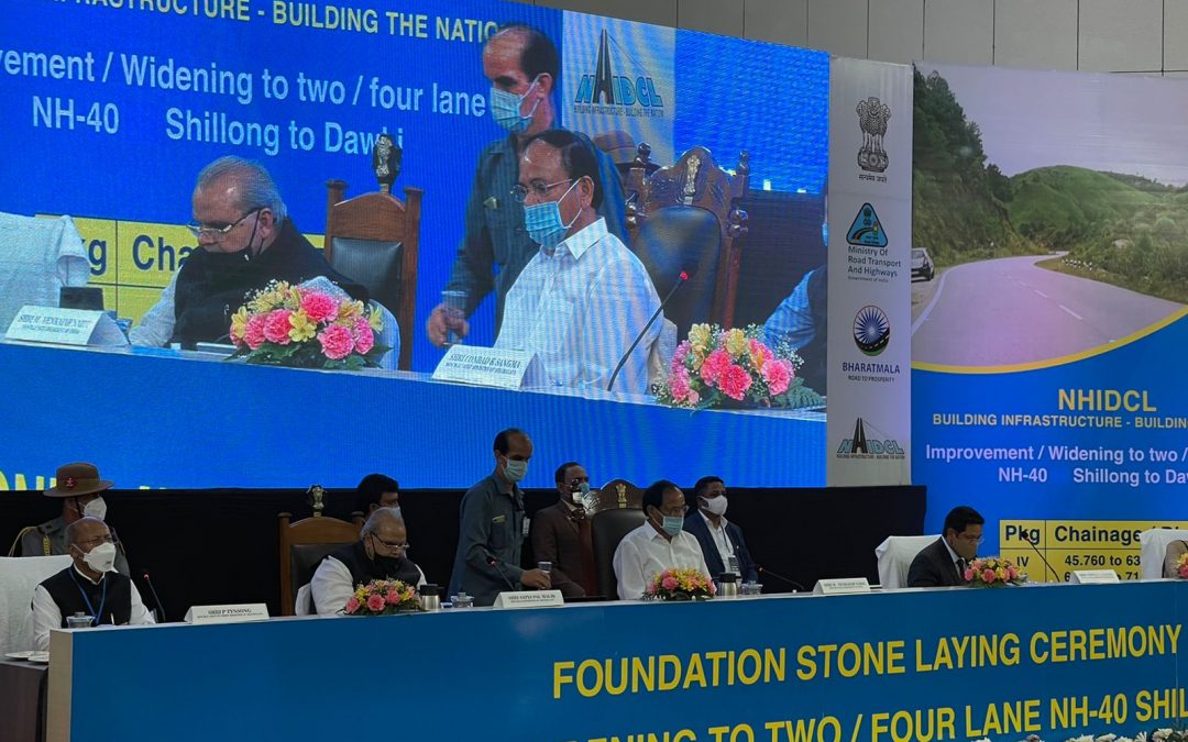 Vice President lays Foundation Stone for improvement/widening of Shillong-Dawki section of National Highway- 40