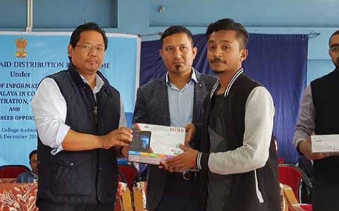 Student unboxing the M-Tab provided by the Meghalaya Govt