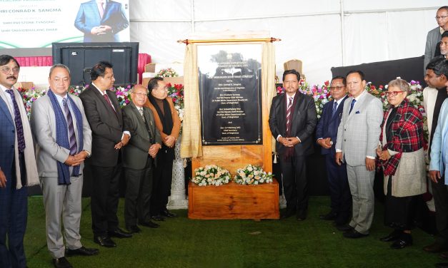 Chief Minister Conrad lays foundation for New Secretariat Building at Umsawli